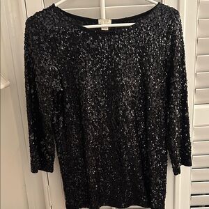 J. Crew Black Sequin Blouse